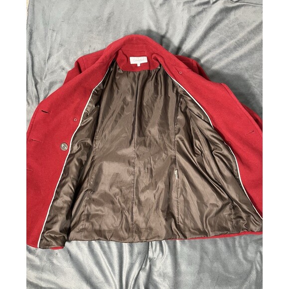 Calvin Klein Womens Red Double Breasted Wool Blend Coat Size 10 Peacoat Jacket - Picture 9 of 13